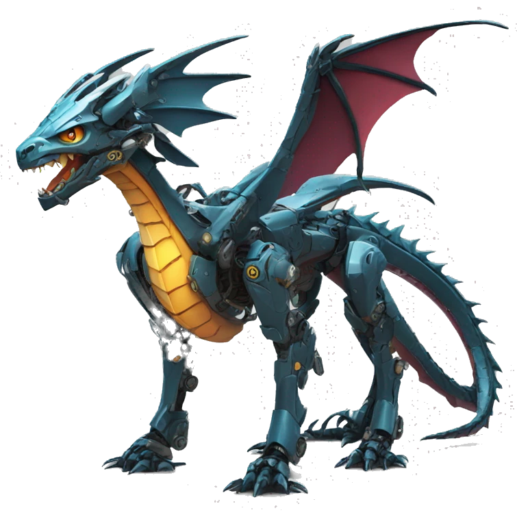 Mechanical futuristic Dragon full body emoji