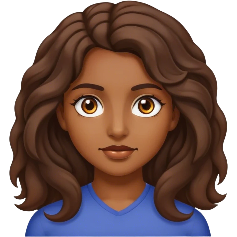 chica morena, cabelo medio ondulado y distaciainterocular emoji