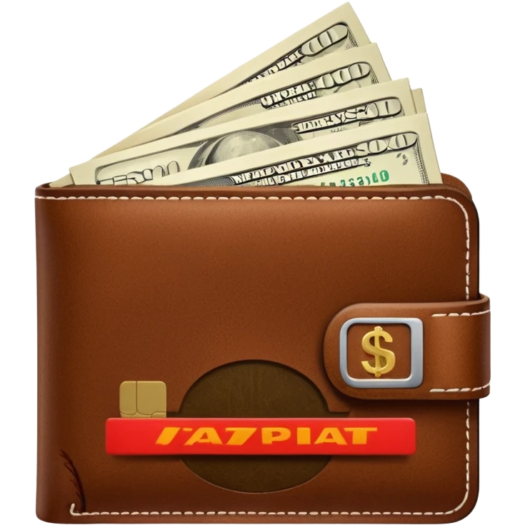 portefeuille marron avec billet et carte bancaire emoji