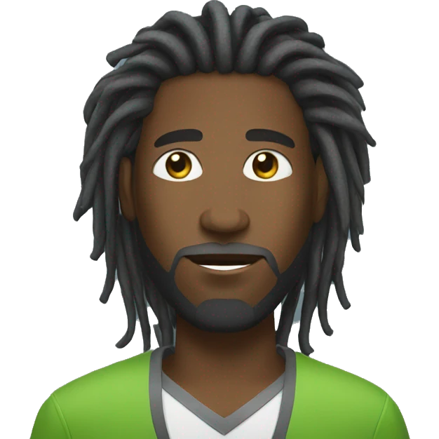 Black man with long dreadlocks mowing emoji