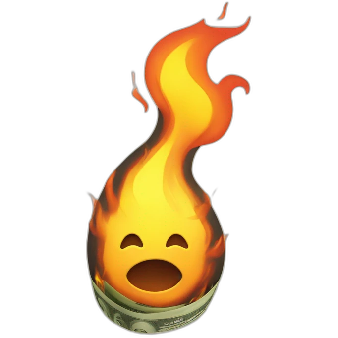 Money burning on fire emoji