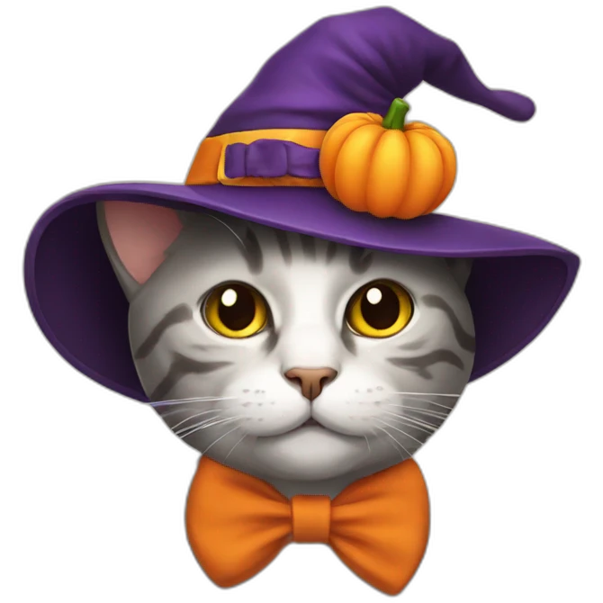 Cat wearing Halloween hat emoji