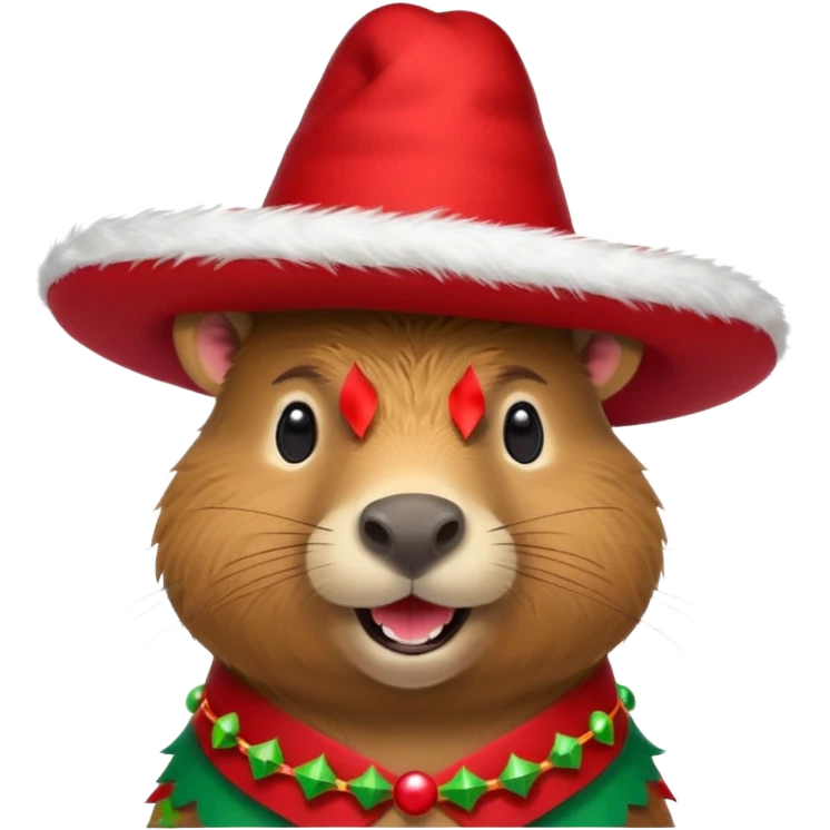 Capibara con sobrero navideño emoji
