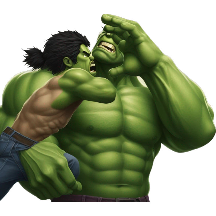 very large hulk beating down wolverine emoji