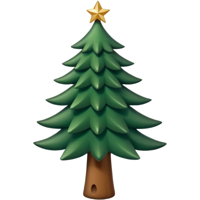 Un emoji représentant un petit sapin stylisé, sans bouche, avec deux grands yeux de biche brillants couleur cannelle. Style minimaliste, mignon et expressif, comme un sticker ou un emoji moderne. Fond parfaitement transparent, haute qualité, bien centré. emoji