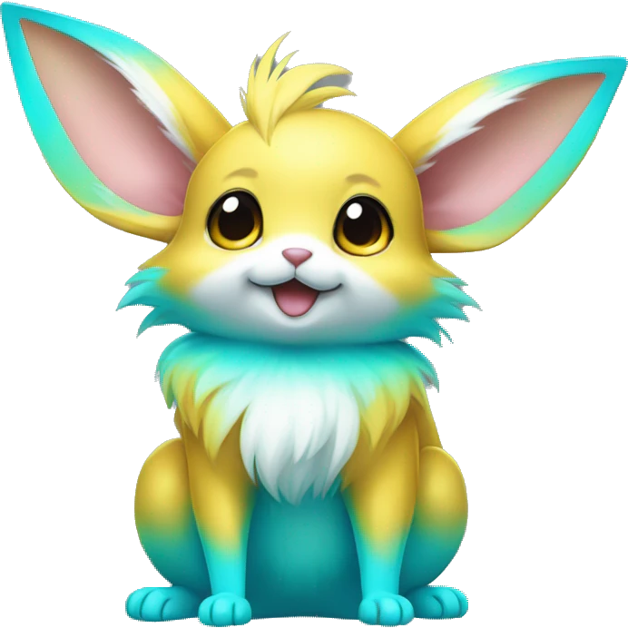 Shiny Colorful Yellow Cyan Electric Mouse Eevee emoji