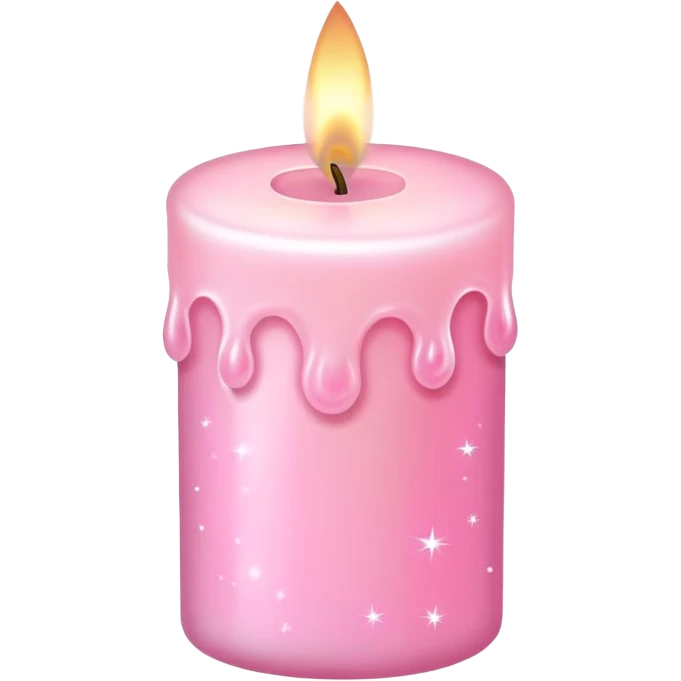 pink pastel candle with sparkles, soft and cute emoji