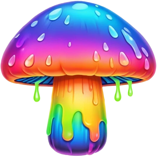  melting neon rainbow mushroom  emoji