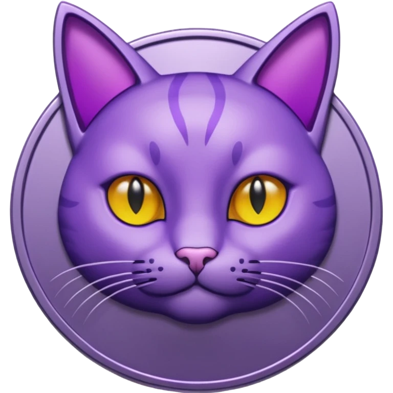 a purple coin with a purple cat indented into it  emoji