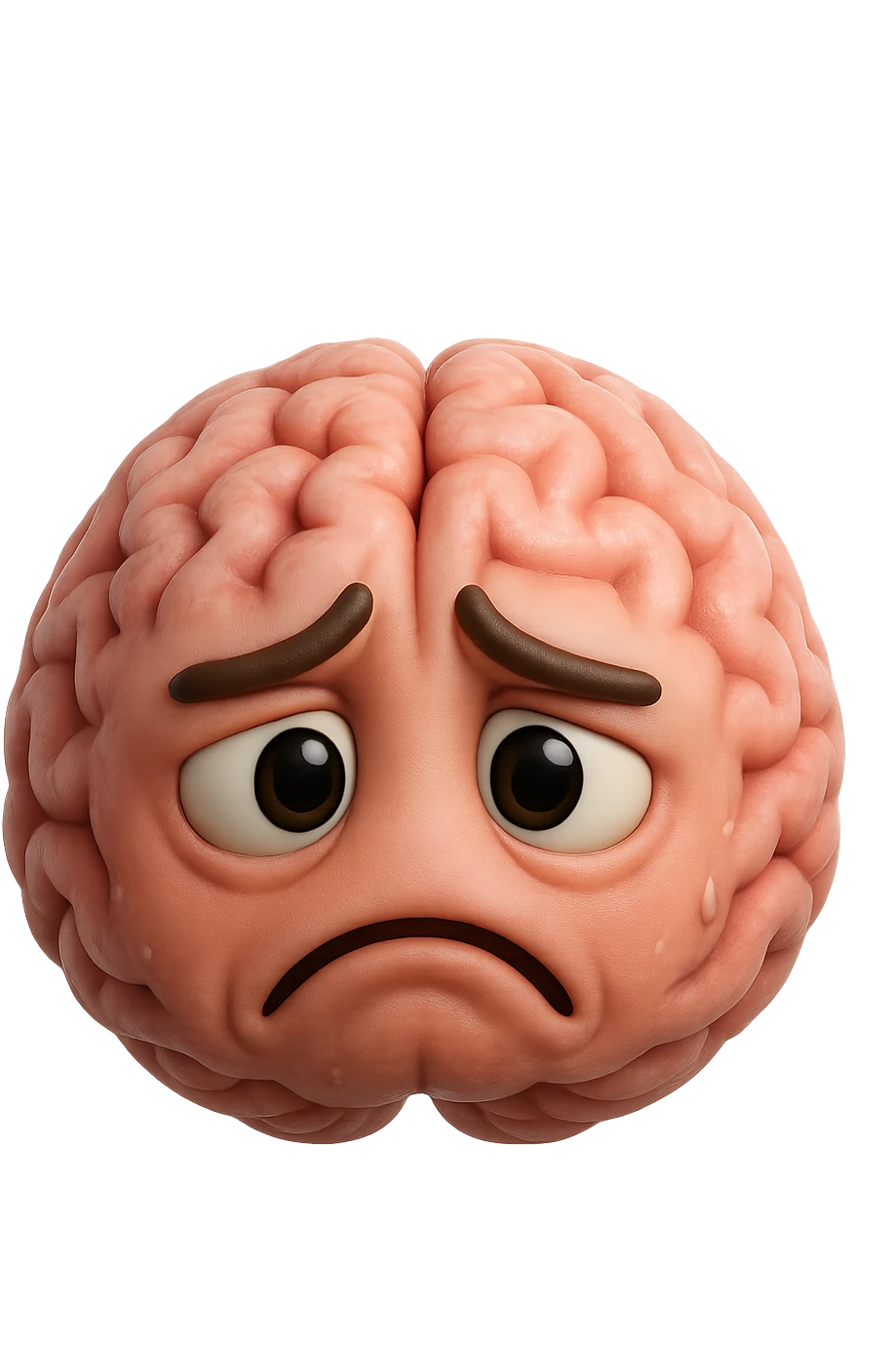 emoji stile iphone 3d di cervello triste e stressato, iperrealistica 4k emoji