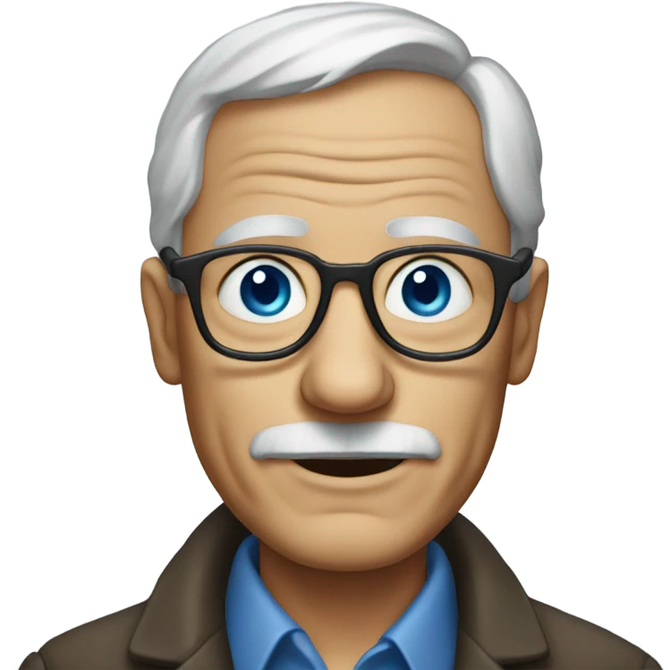old man with blue eyes and glasses portrait emoji