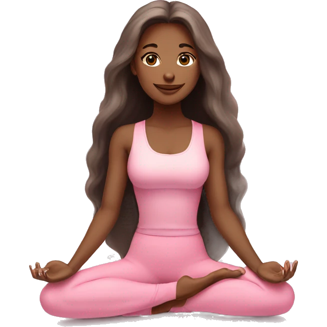  long hair and yoga beautiful girl in light pink pink pink clothes sitting on a yoga mat emoji