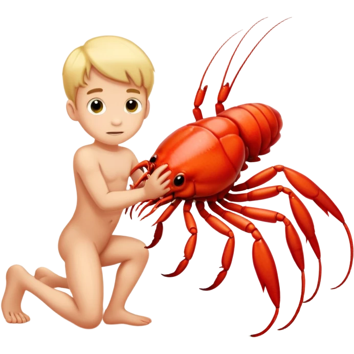 Naked kids male with big dick penis Crayfish in the crayfish pose crawls with his butt up emoji