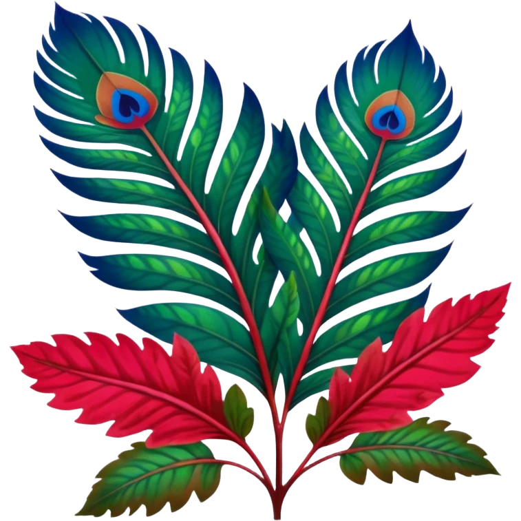 Still life, Hyperrealism, Peacock Begonia, upclose view of feathers emoji