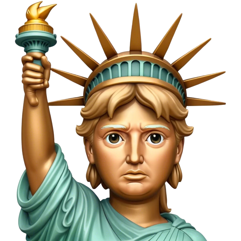 Statue of liberty with Donald Trump face emoji