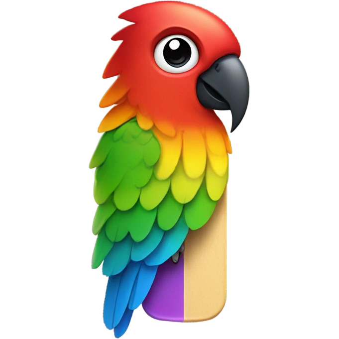 Rainbow popsicle with parrot head emoji
