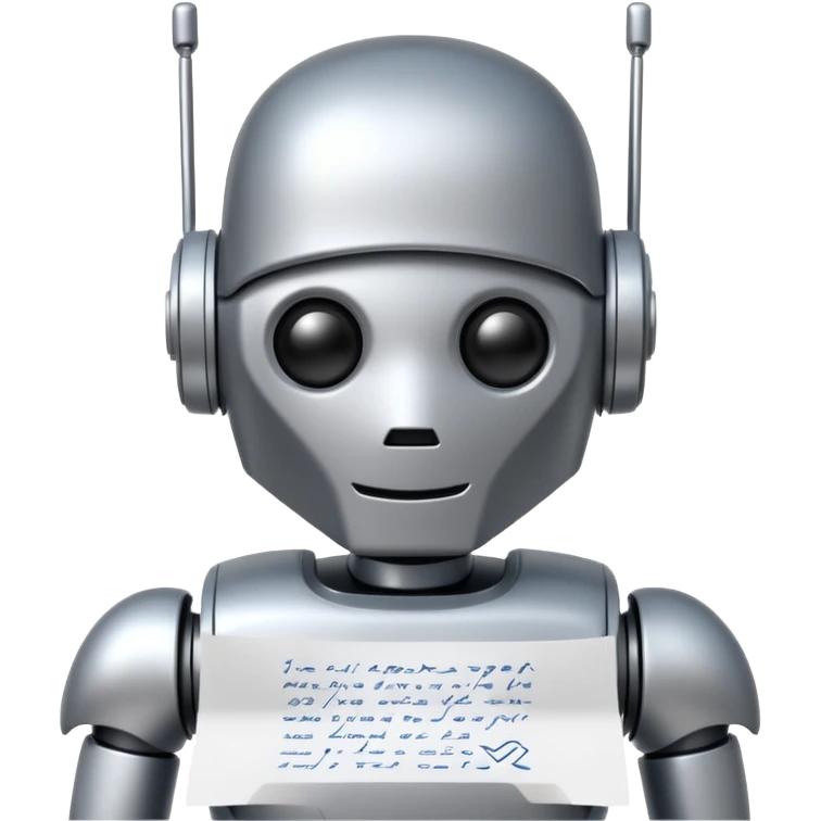 A robot writes text on paper emoji