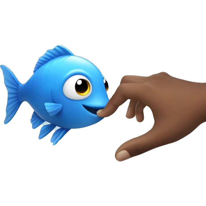 lit. one hand touches the blue fish emoji