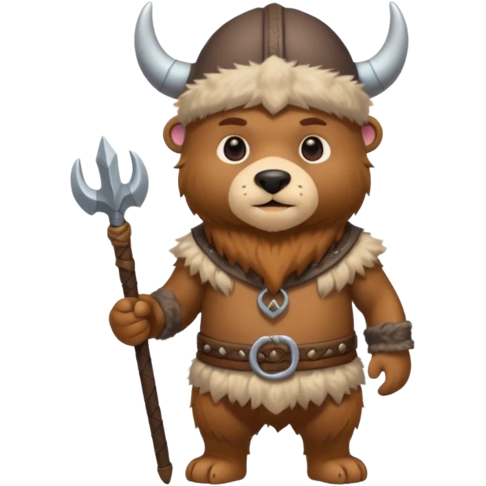 a cartoon Viking fully body bear with horned cap emoji