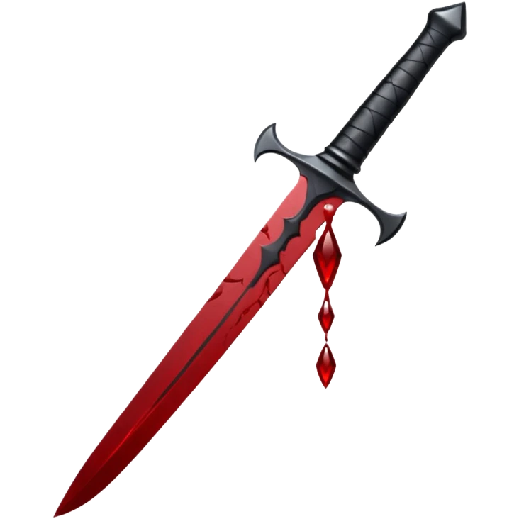 iOS emoji, dark fantasy dagger, obsidian blade, runes, blood drop, clean render, minimalism emoji