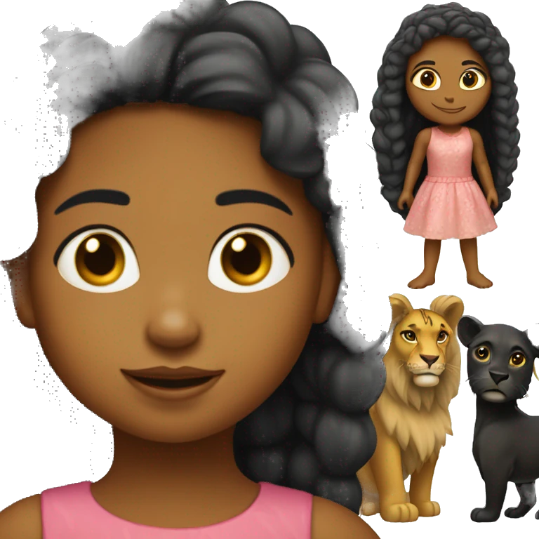 PIYAMAA DE UNA NIÑA NEGRA CON UN LEÓN  emoji