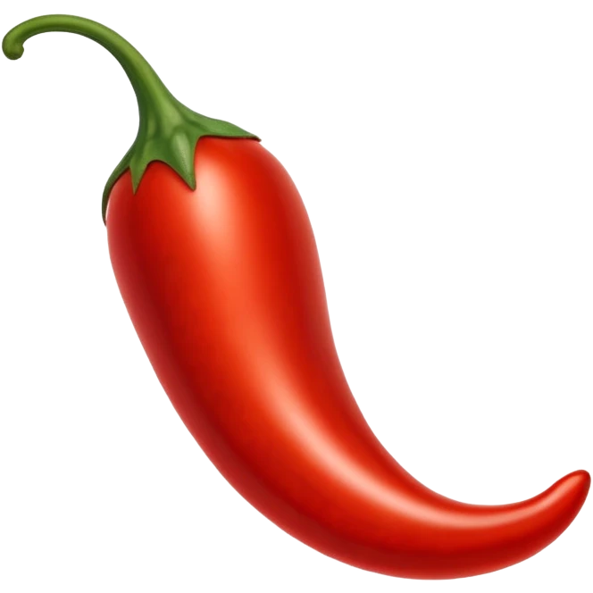 small swirl or drop of vibrant red chili sauce with glossy semi-thick texture, visible flecks of chili or seeds, smooth surface with gentle peaks, bright spicy sheen, soft lighting, subtle shadows, emoji scale emoji