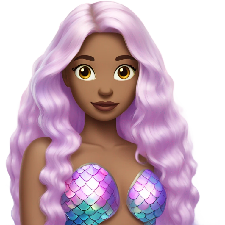 mermaid, model, magical, blonde hair, pink lips, iridescent, mystical, shiny, holographic, straight hair with highlights, scales  emoji