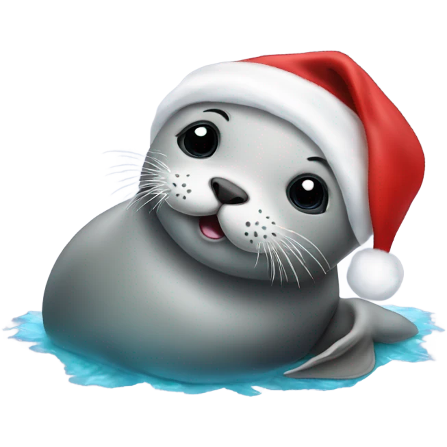 Baby seal with Santa ha emoji