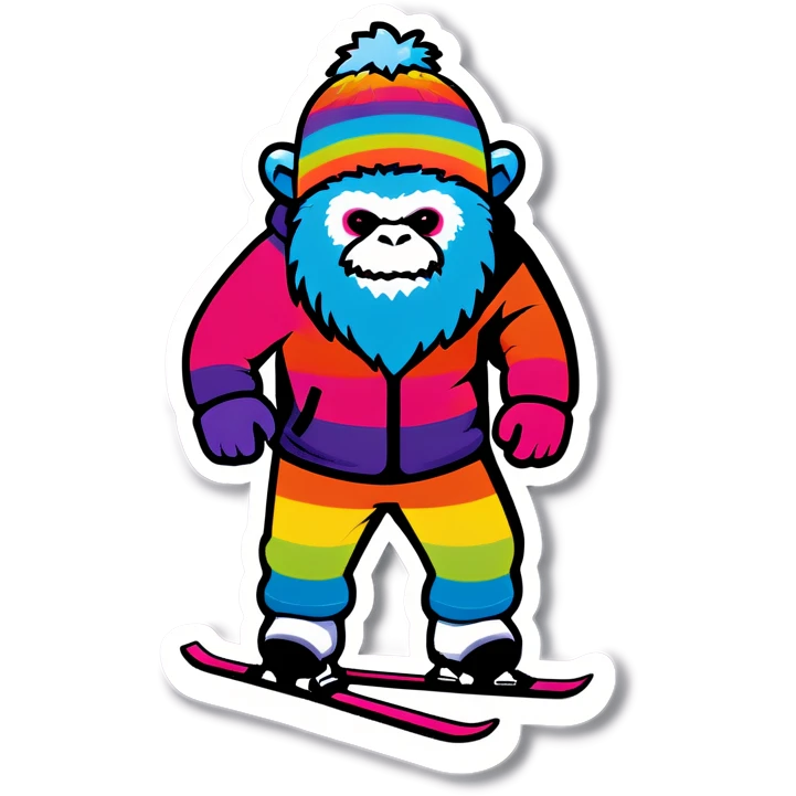 skiing rainbow yeti emoji