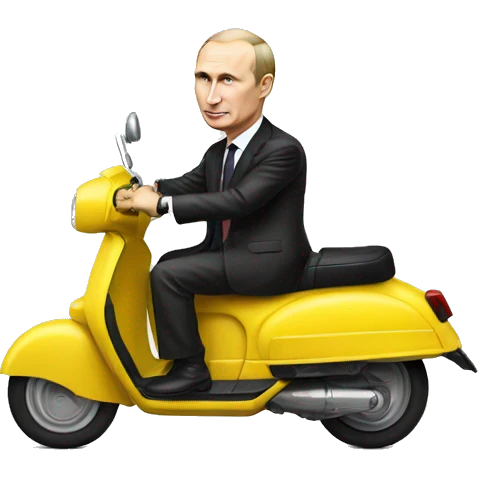 President Putin stand on yellow scooter emoji