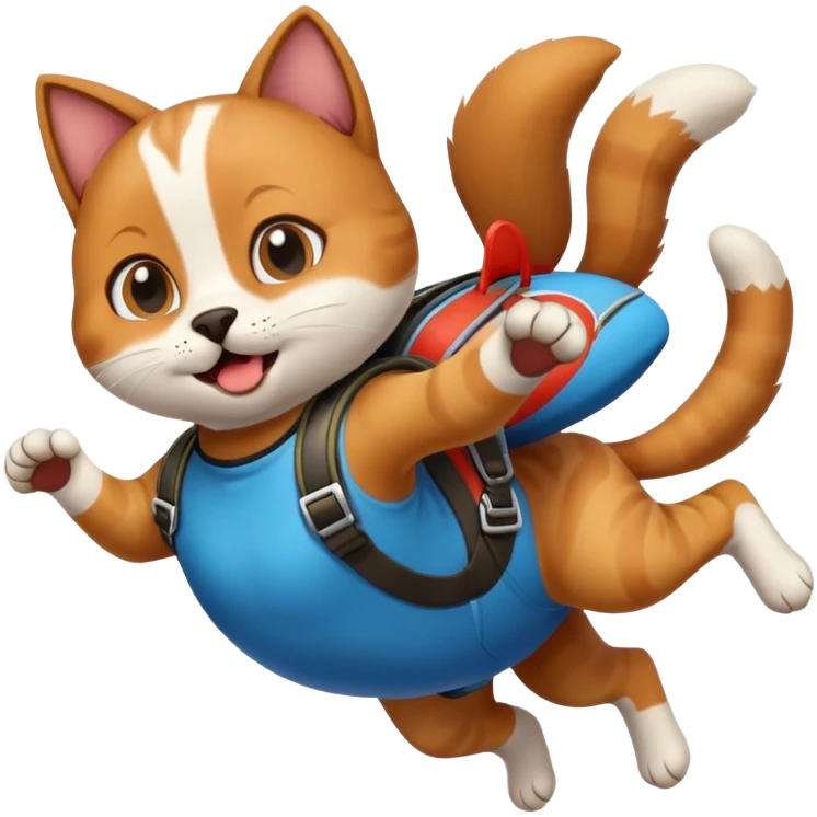 Realistic cat dog skydiving  emoji