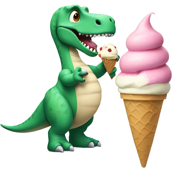 Dinosaur eating ice cream  emoji