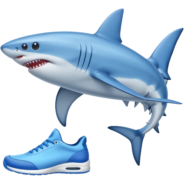 A blue shark wearing 2 blue shoes emoji