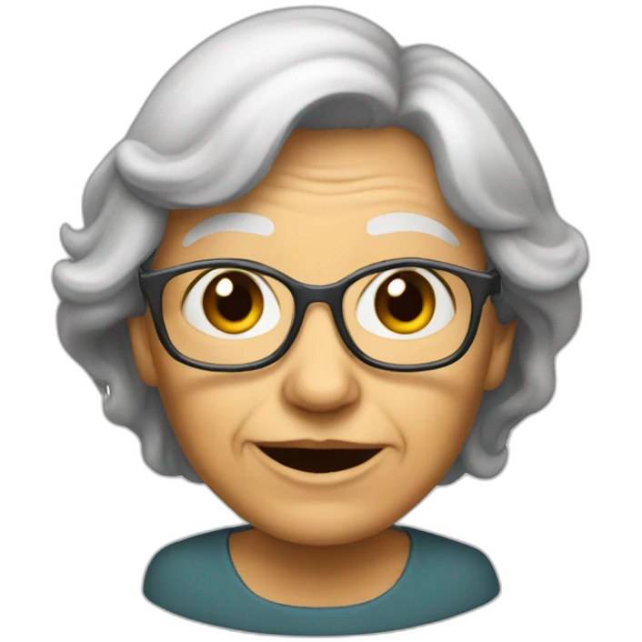 A old woman usign mac emoji