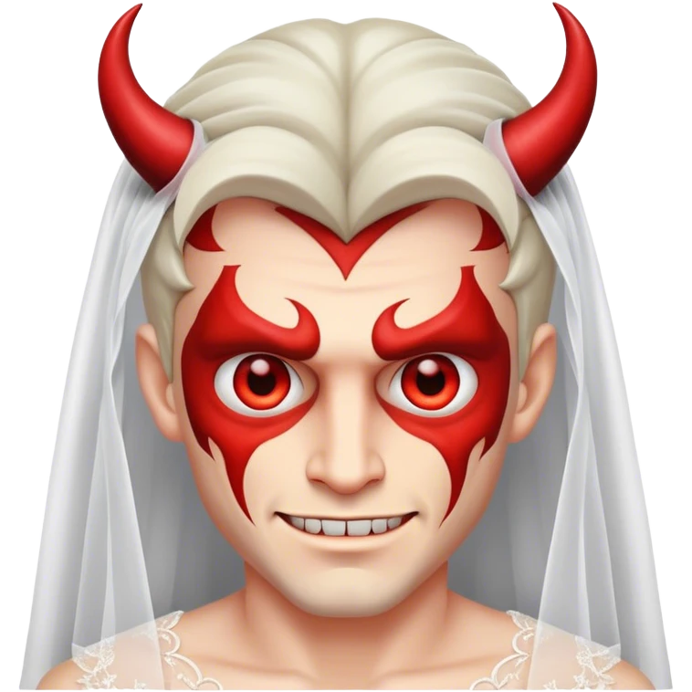 a male bride with the face of devil emoji