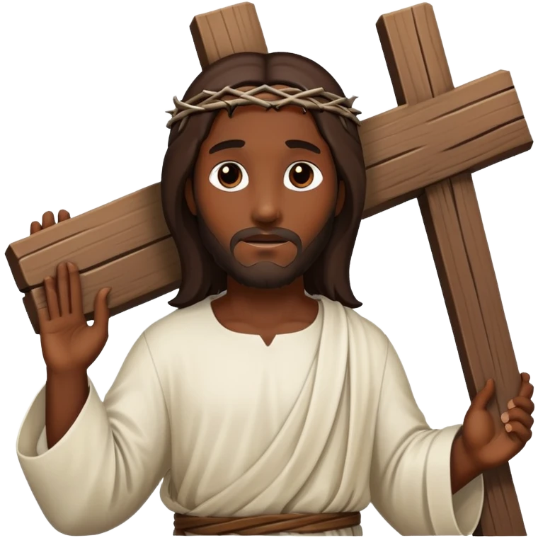Dark skin christ Jesus carry cross emoji