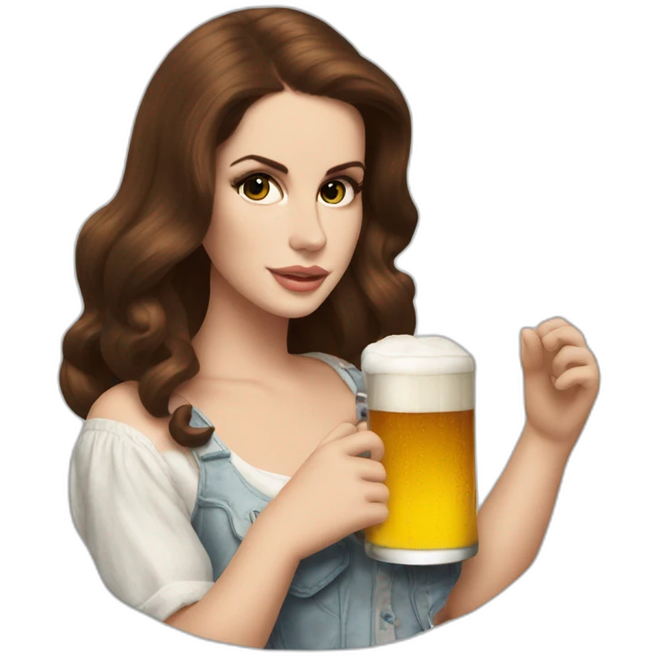 lana del rey with a beer emoji