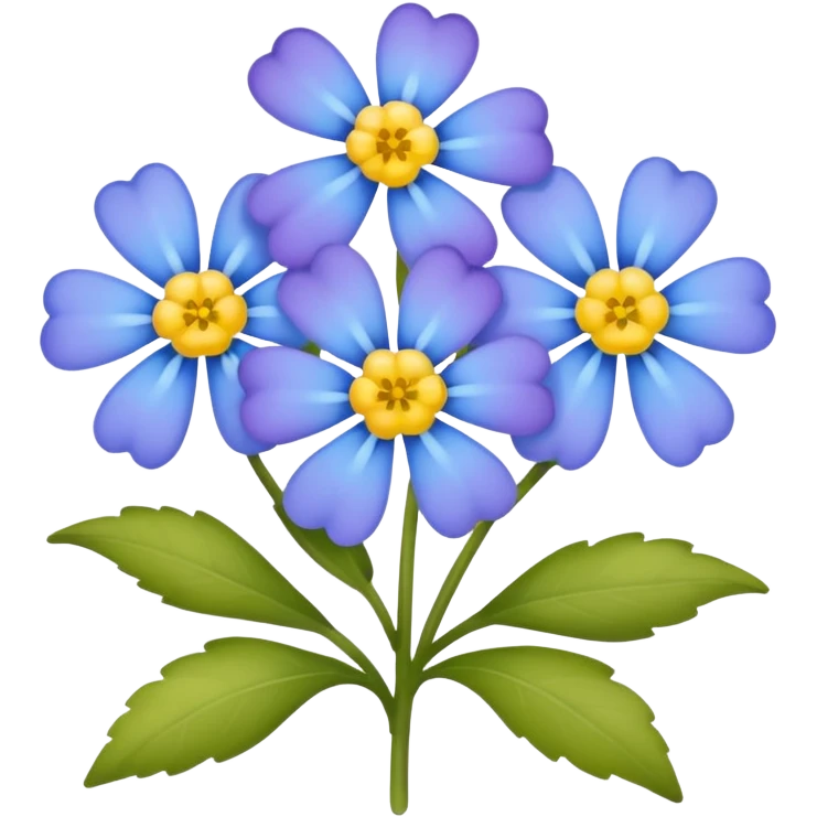 simple emoji of a purple and yellow myosotis flower, closely resembling the reference image emoji