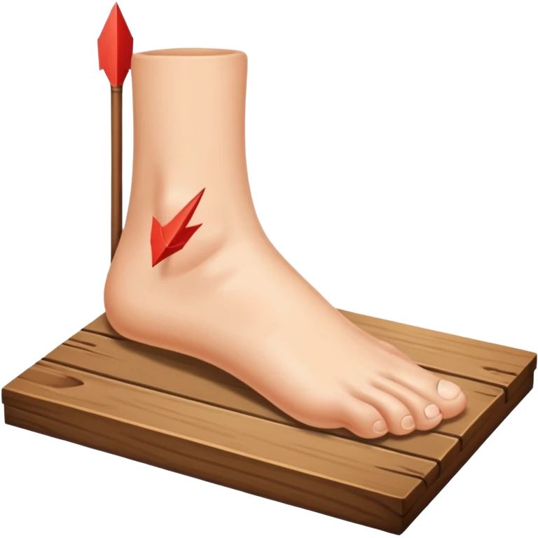 tavolo con freccia verso un piede emoji