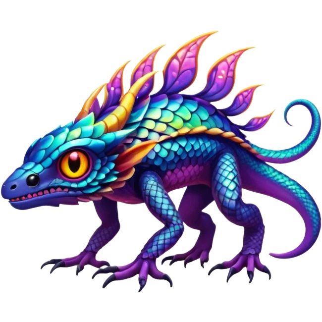 An exotic neon colorful unique bizarre eccentric Fakémon-creature emoji