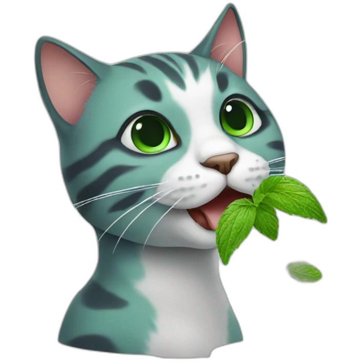 cat eating mint emoji