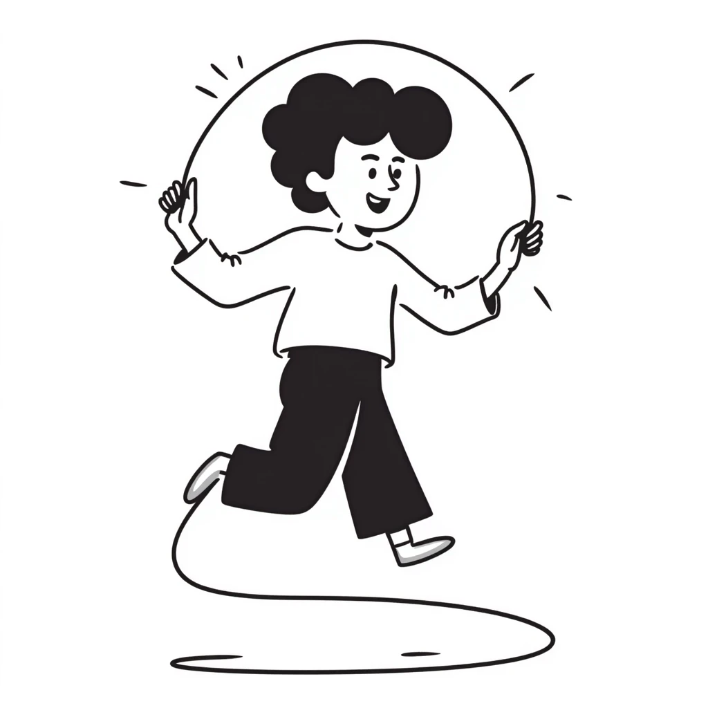 playful hand drawn sketch of a person jumping rope emoji