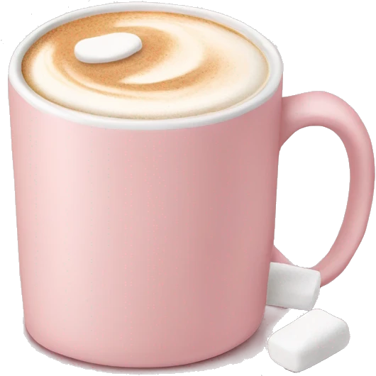 Light Pink mug of latte with marshmallows  emoji