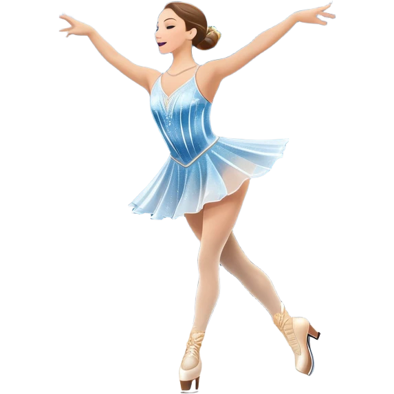 An icon featuring a graceful figure skater in an elegant pose, gliding across the ice at Madison Square Garden. Spotlights shine down, illuminating the sparkling ice and a cheering audience. The background showcases the grand arena's architecture. Transparent background. emoji