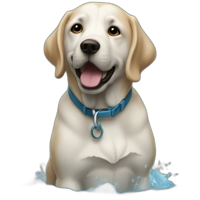 Un chien enragé qui boit de l’eau  emoji