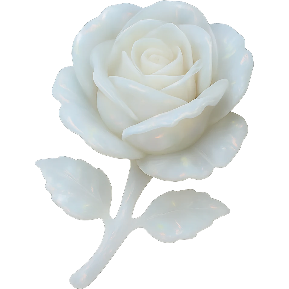 white Opal crystal rose flower, remove background emoji