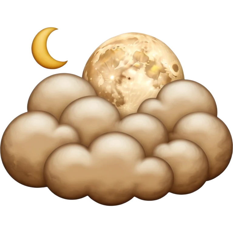 beige moon and brown cloud emoji