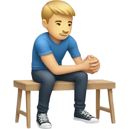 boy taping hands his knee emoji