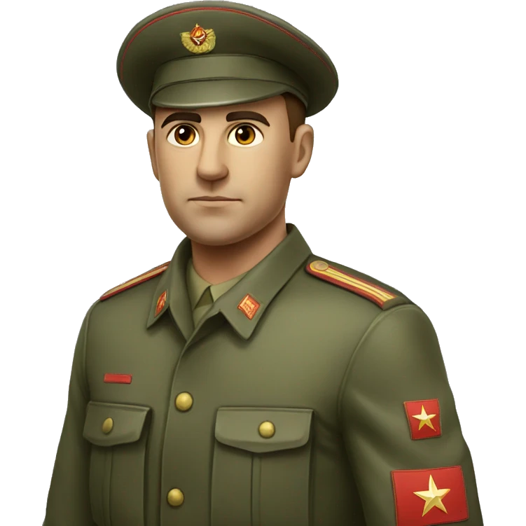 realistic ussr soldier serious with military takes emoji