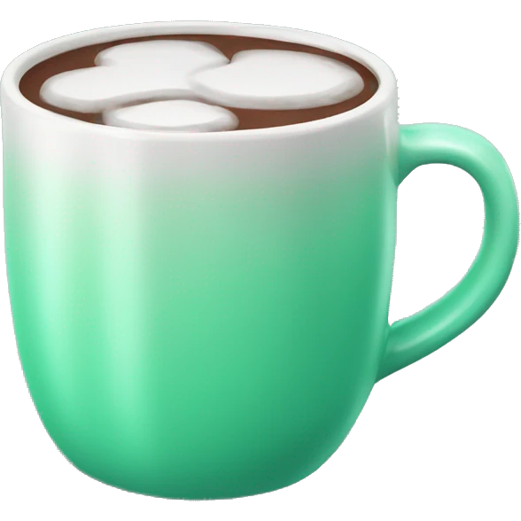 Realistic isolated gradient mint green hot chocolate mug. emoji